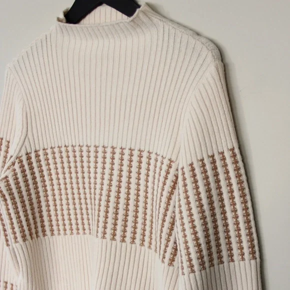 French Connection Ribbed Neutral Knit Sweater Beige & Tan Size S - Picture 2 of 8